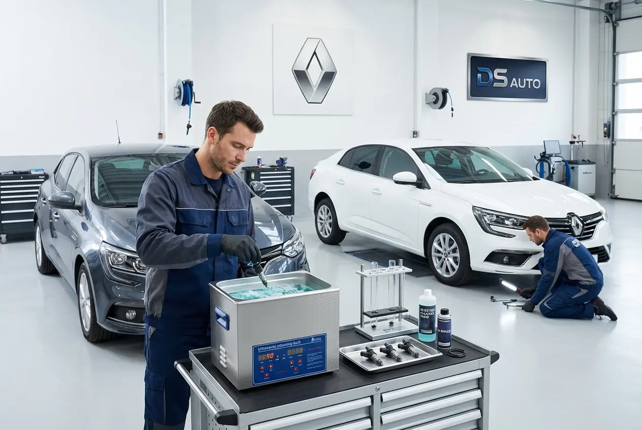 Топливные форсунки Рено на диагностическом стенде в автосервисе DS Auto в Жуковском — проверка и ультразвуковая чистка для бензиновых двигателей Renault
