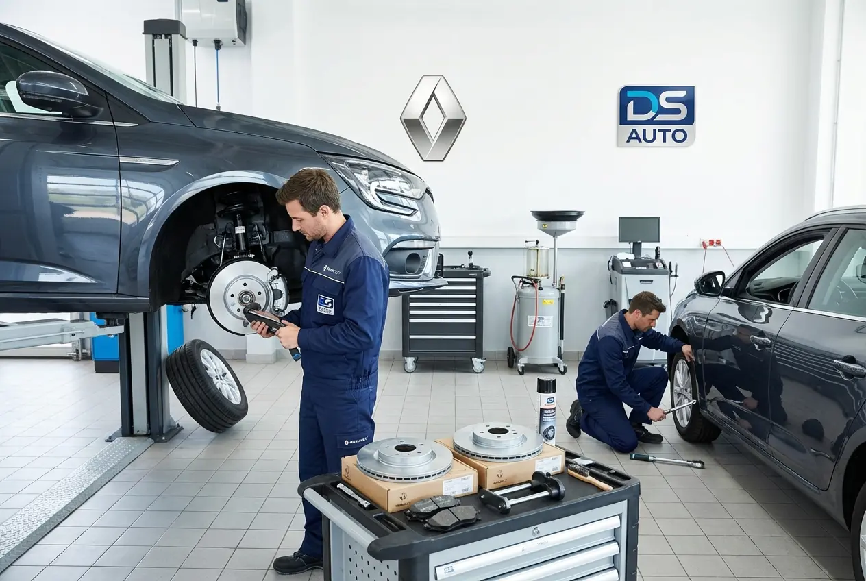 Процесс замены передних тормозных дисков Peugeot в автосервисе «DS Auto»
