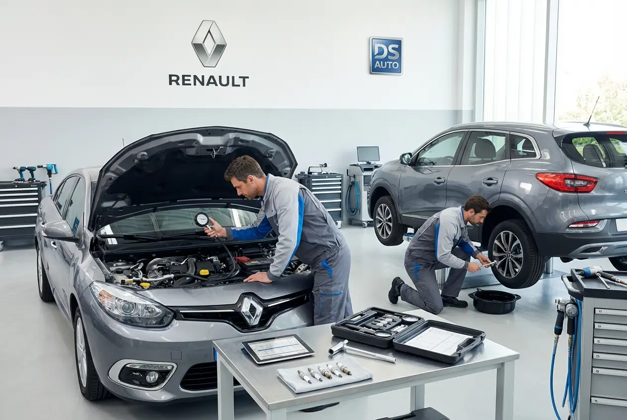Процесс замера компрессии в двигателе Renault в автосервисе DS Auto в Жуковском
